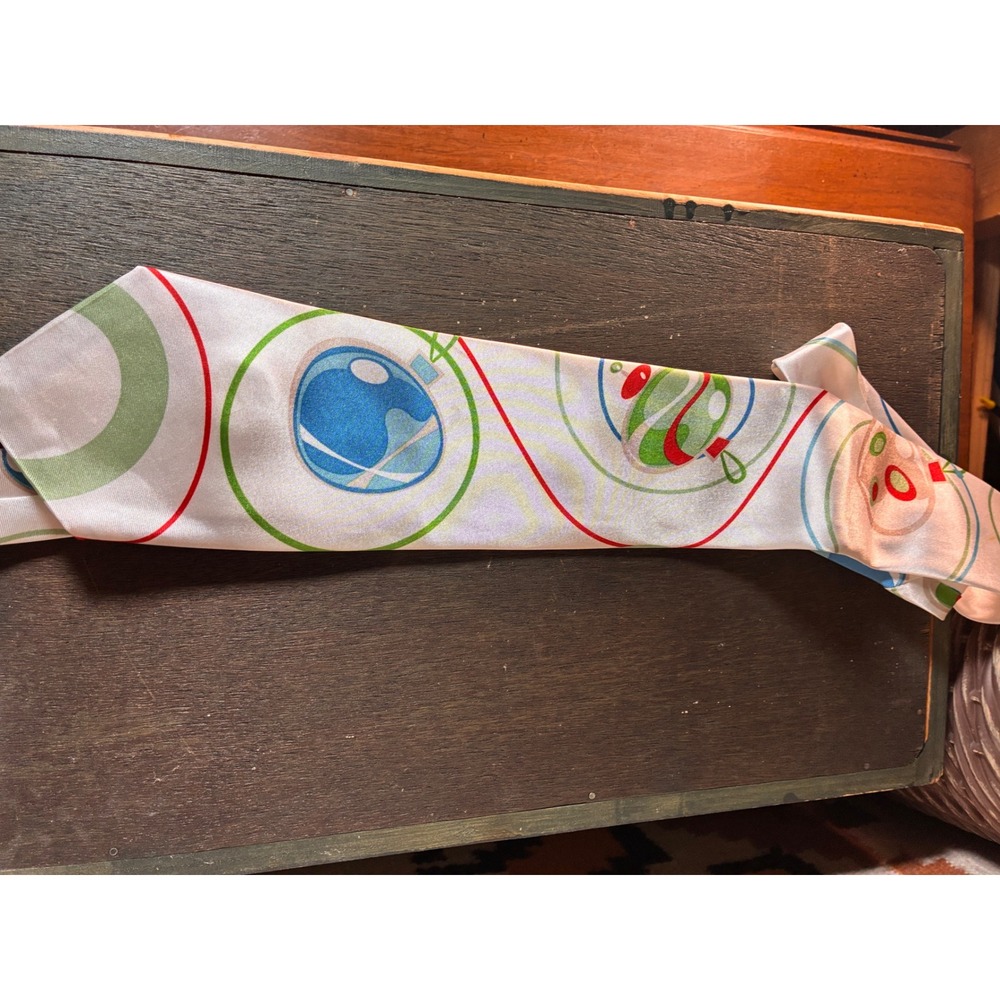 Unbranded Light Up Christmas Tie Mens OS White Good LED Ornament Print Novelty